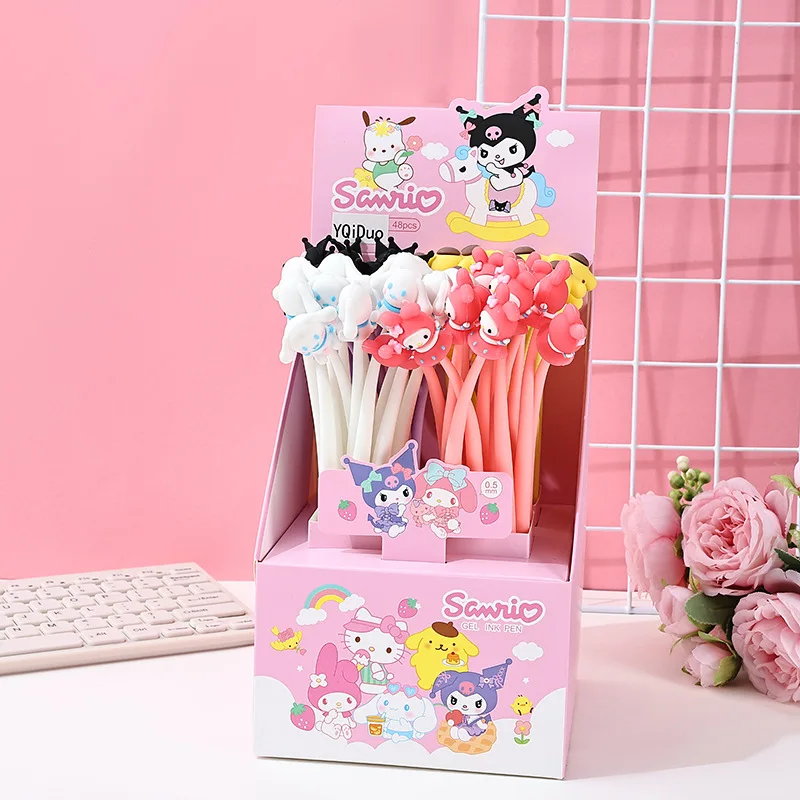 

Sanrio 48pcs Gel Pens Ins Cartoon Black Water-based Pen High-quality Signature Pens 0.5mm Exam Prize Stationery Store Supply