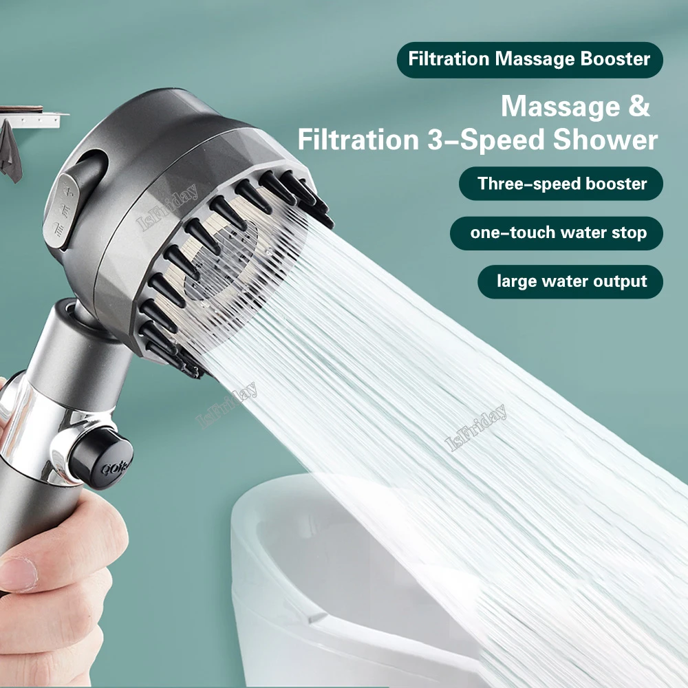 Rotatable High Pressure Shower Head Handheld Silicone Massage Showerheads with Filters 3 Spray Modes for Bathroom Accessories
Rotatable High Pressure Shower Head Handheld Silicone Massage Showerheads with Filters 3 Spray Modes for Bathroom Accessories