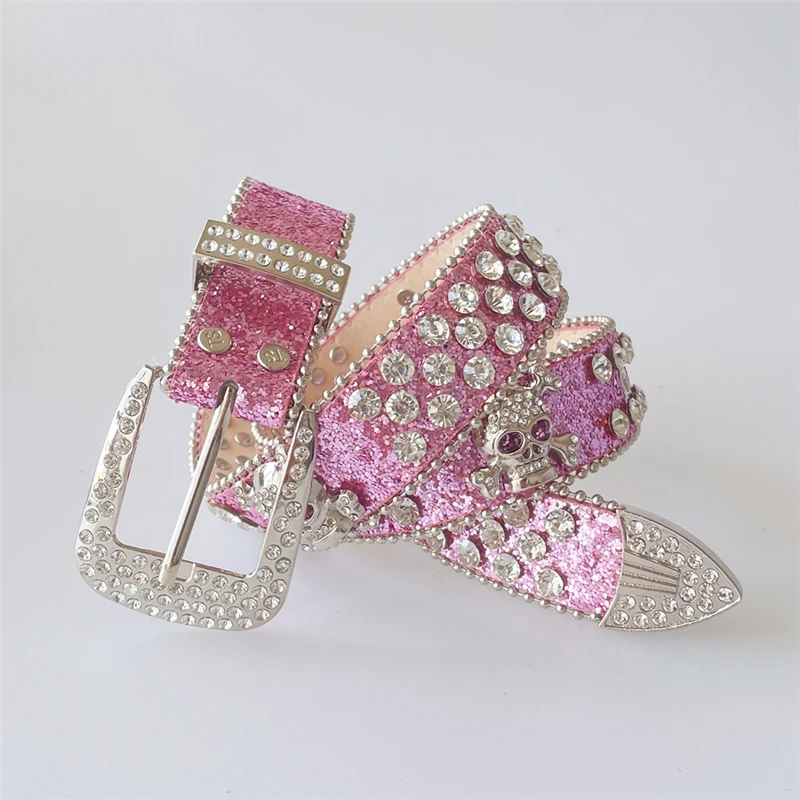 Punk Rhinestone Skull Belts For Women Men Goth Western Cowboy Bling Bling Diamond Crystal Studded E Girl Y2K Belt Strap For Jean Punk Rhinestone Skull Belts For Women Men Goth Western Cowboy Bling Bling Diamond Crystal Studded E Girl Y2K Belt Strap For Jean