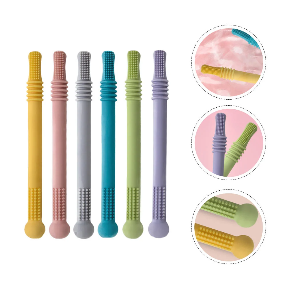 

6 Pcs Children's Teething Stick Newborn Teether Toys Hollow Molar Straw Children’s Baby Straws Tubes Sticks Plaything