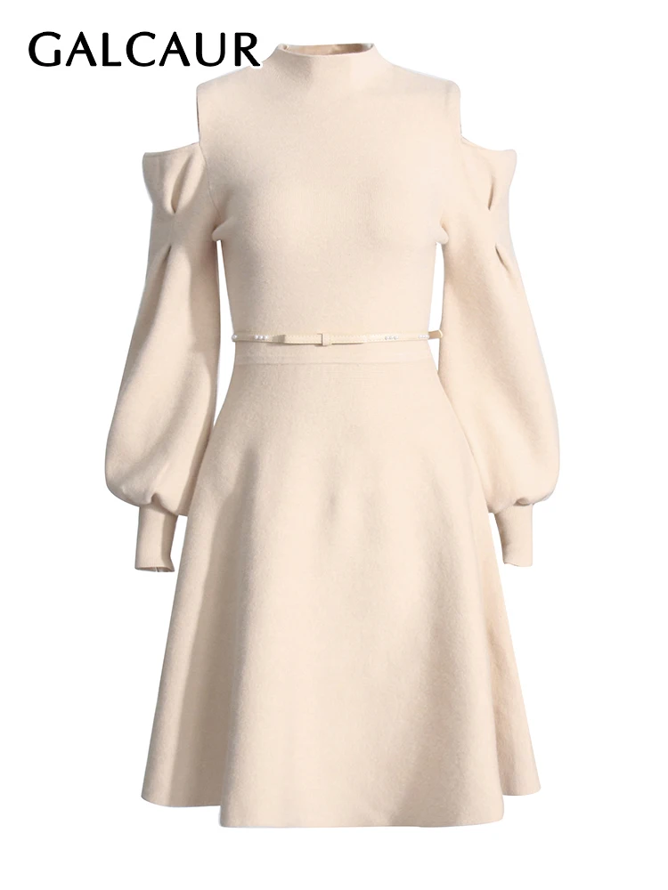GALCAUR Solid Off Shoulder Dresses For Women Round Neck Long Sleeve High Waist Patchwork Belt Elegant Temperament Dress Female
GALCAUR Solid Off Shoulder Dresses For Women Round Neck Long Sleeve High Waist Patchwork Belt Elegant Temperament Dress Female