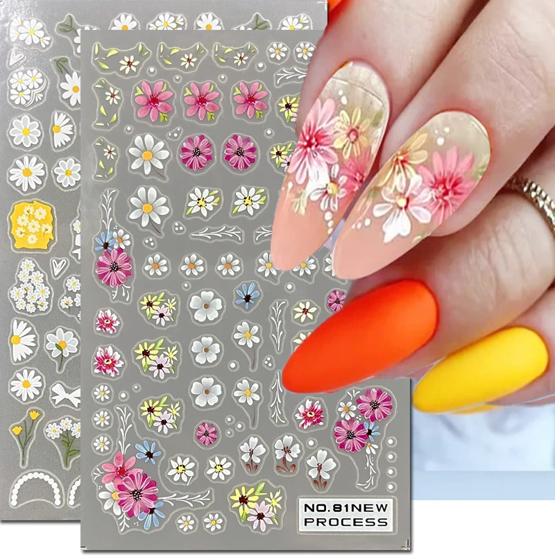 

Nail Art 3d Decals New Ultrathin Colorful Daisys Petals Flowers Adhesive Sliders Nail Stickers Decoration For Nail Manicure