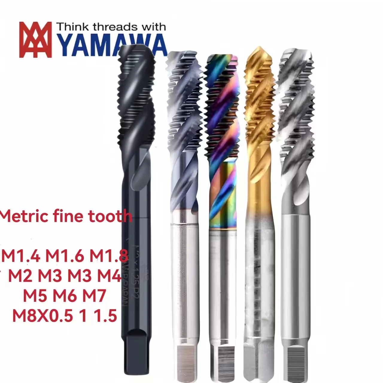 

1PCS YAMAWA metric fine teeth Spiral Fluted Tap M1.4 M1.7 M2 M3 M4 M5 M6 M7 M8 0.2 0.25 0.5 0.75 TC50 OX For Stainless Steel