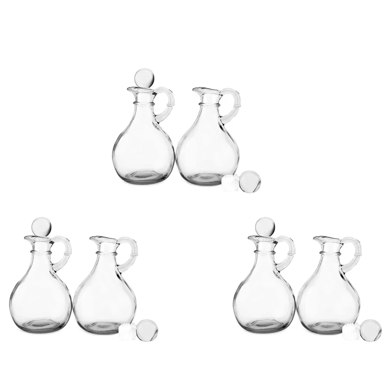 

Стеклянные бутылки для масла и уксуса (набор из 6 шт.), круглый стеклянный диспенсер для масла с пробкой