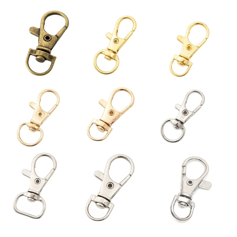 

2023 New 10pcs Lobster Claw Clasp Hooks Swivel Clasps Lanyard Hook for Keychain Jewelry Craft Necklace DIY 31 34 36 37mm