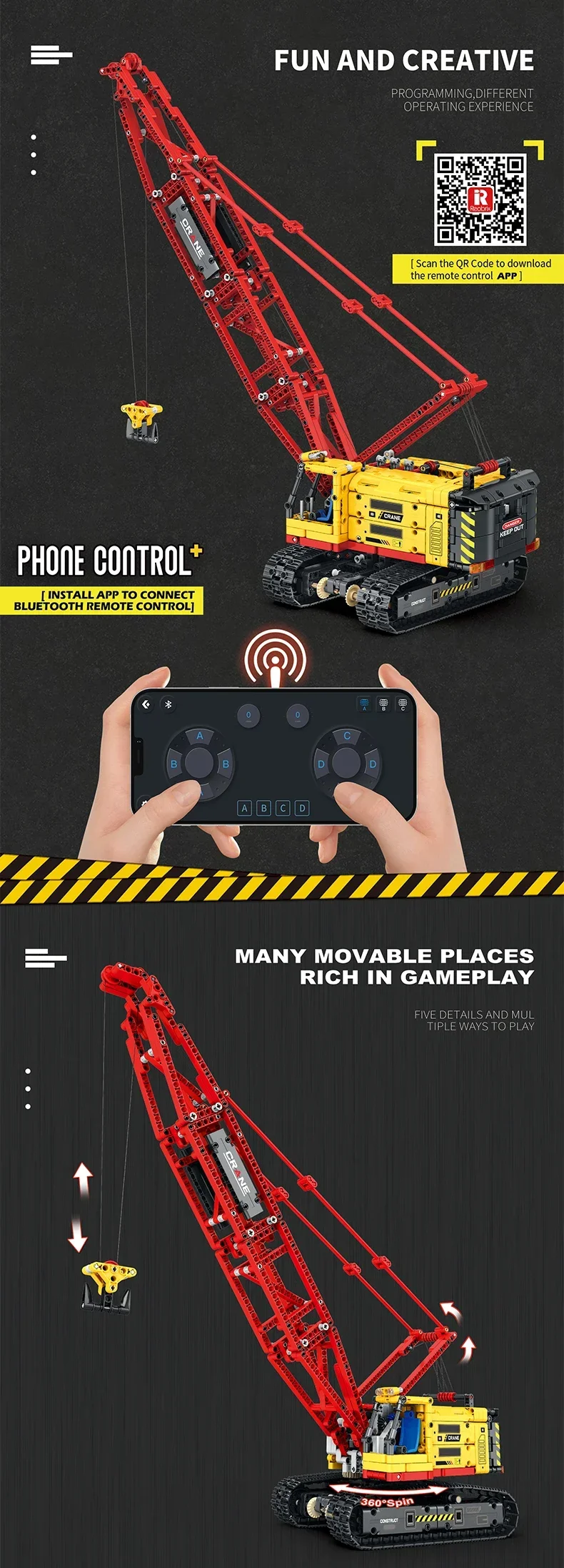 1322PCS Crawler Construction Vehicle MOC Model Building Blocks City Engineering Crane RC Car Assemble Bricks Toys Gifts For Kids 1322PCS Crawler Construction Vehicle MOC Model Building Blocks City Engineering Crane RC Car Assemble Bricks Toys Gifts For Kids