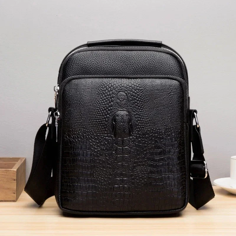 

Luxury Brand Alligator Men Shoulder Bag Leather Office Work Business Crocodile Grain Crossbody Sling For Messenger s