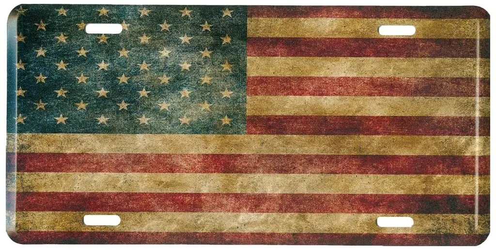 Distressed American Flag Metal Front License Plate, Vintage USA Auto Tag for Car, Truck, RV, Trailer, 6 x 12 inches
Distressed American Flag Metal Front License Plate, Vintage USA Auto Tag for Car, Truck, RV, Trailer, 6 x 12 inches