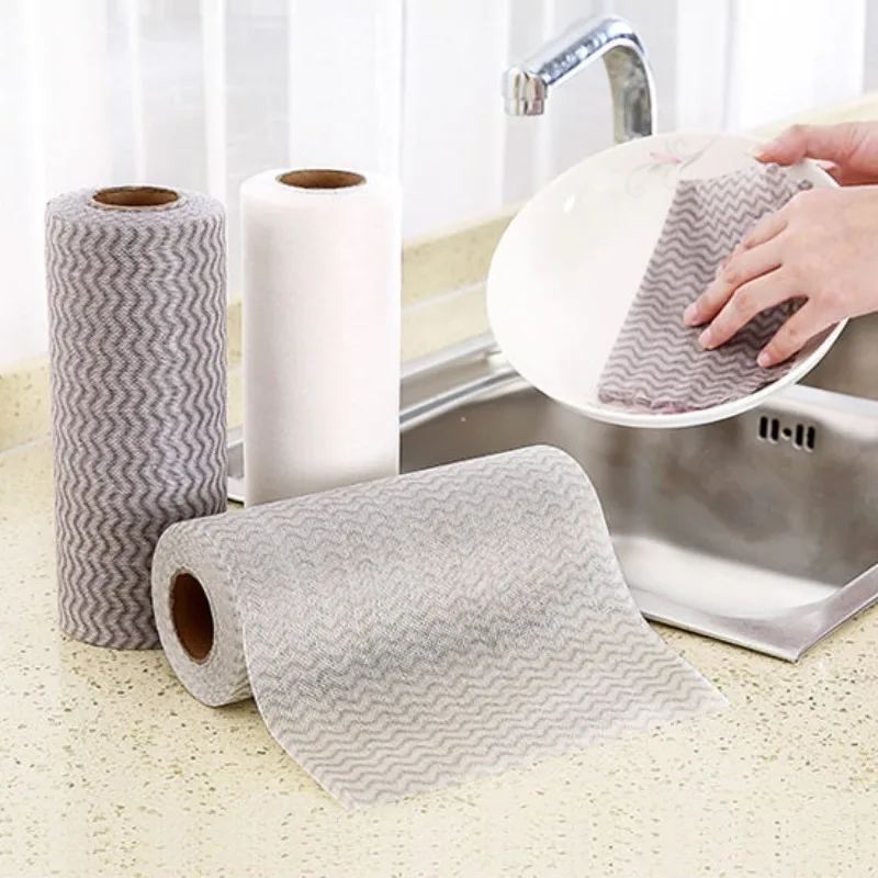 

2 Roll Eco-Friendly Disposable Cleaning wash cloth Non Woven Duster Cloth Dish Cloth Break Point No Oil Rag kitchen