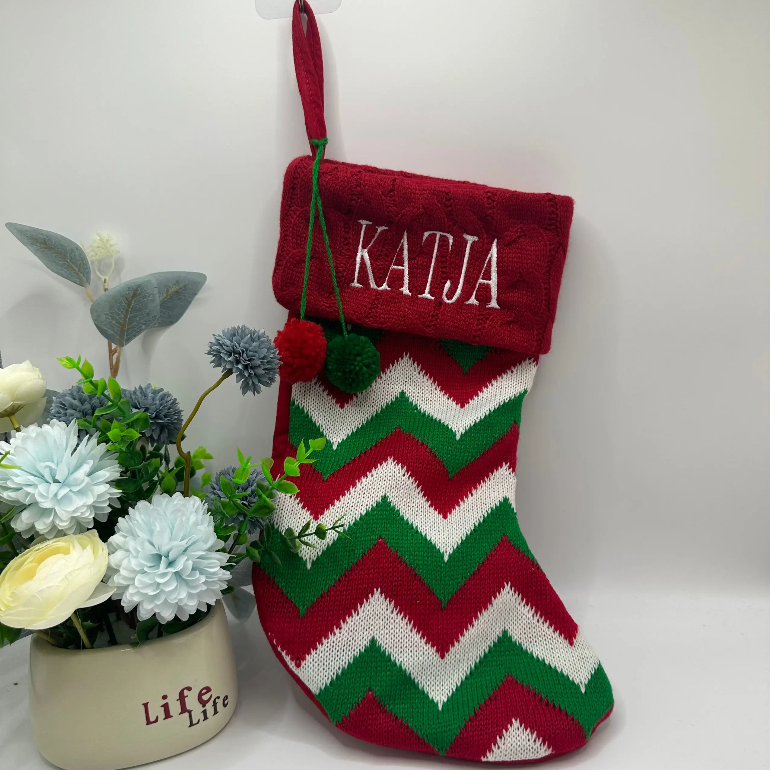 

Knit Christmas Stockings Personalized Stockings Monogrammed Stocking Embroidered Stocking Custom Name Family Stockings Gifts