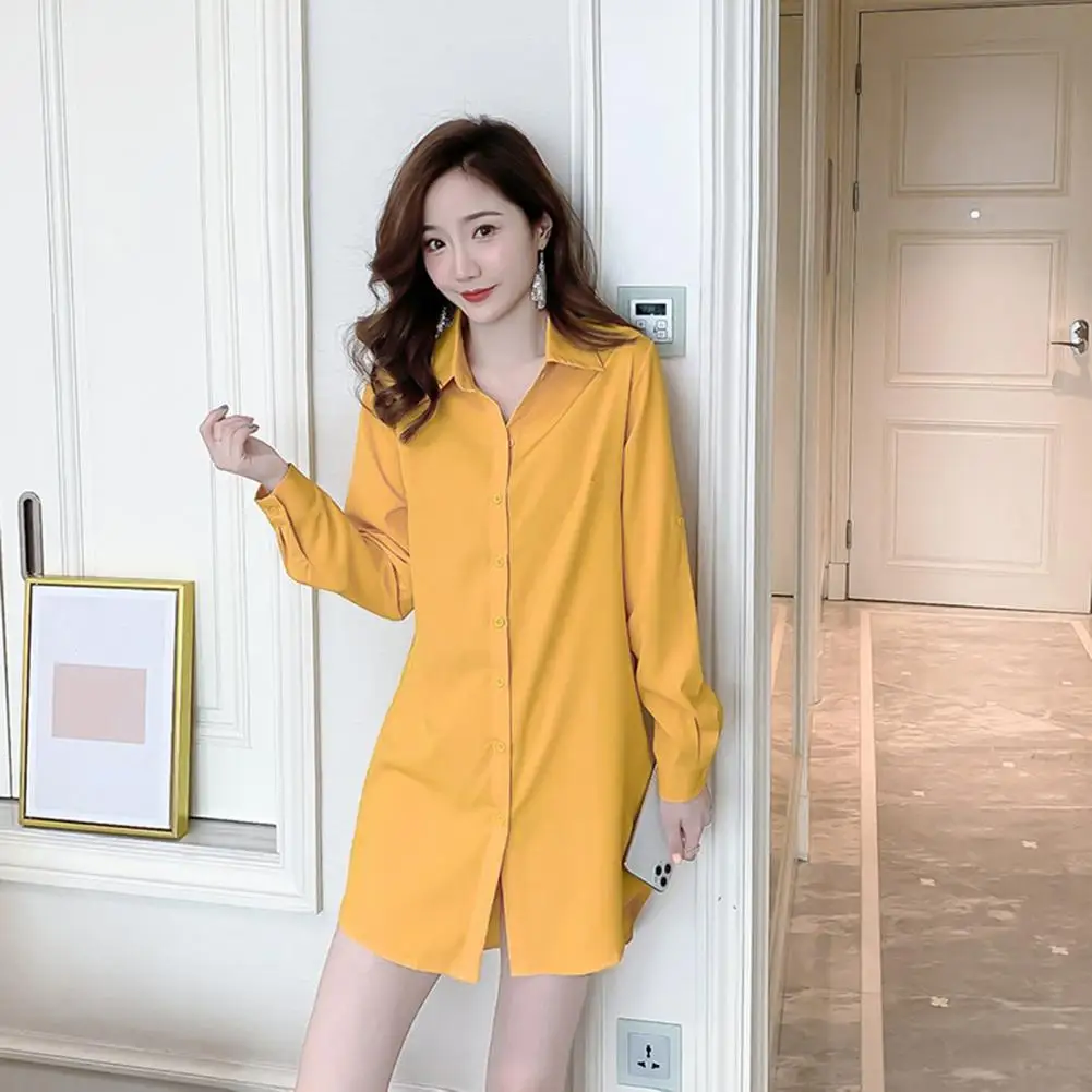 Long Sleeve Shirt Dress Women's Casual Shirt Dress Spring Autumn Mid-length Lapel Long Sleeve Single Breasted Solid Color
Long Sleeve Shirt Dress Women's Casual Shirt Dress Spring Autumn Mid-length Lapel Long Sleeve Single Breasted Solid Color