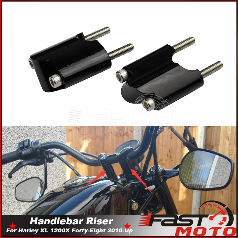 

1" Bar CNC Aluminum Handle Bar Riser Extension For Harley Sportster XL1200X Forty-Eight 10-UP Motorcycle 2" Rise Handlebar Riser