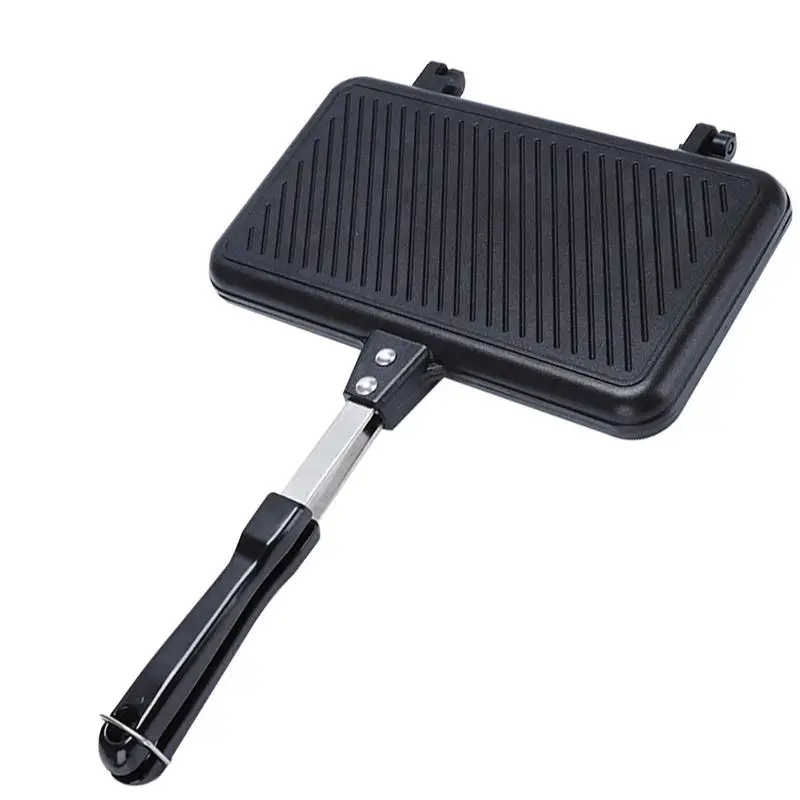 

Double Sided Sandwich Pan Non-Stick Grill Frying For Bread Toast Breakfast Pancake Cheese Sandwich Toast Panini Waffle Maker