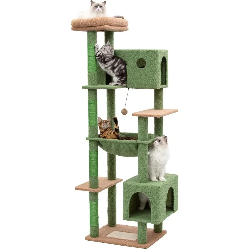

Large Cat Tree for Large Cats 70 Inches Multilevel Cat Tower with Large Hammock Super Spacious Condo and Wide Padded Perch