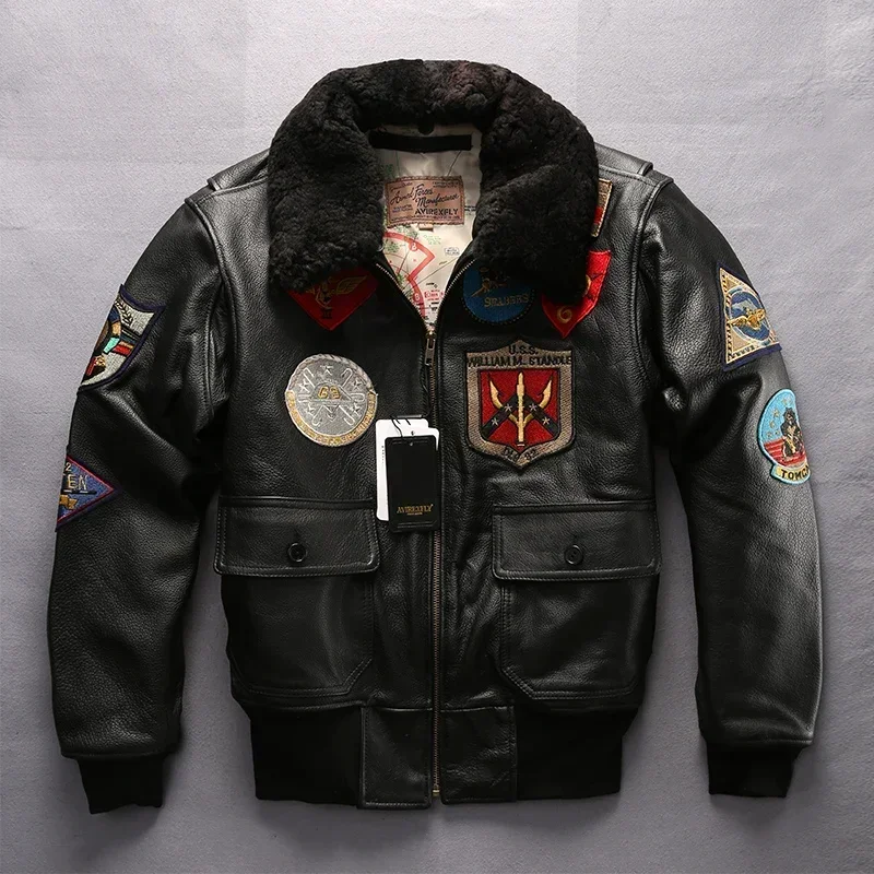 2024 New Men Air Force G1 Pilot Warm Fur Collar Leather Jacket Casual Thick Cowhide Cold Winter Russia Coats Motorcycler Jackets
2024 New Men Air Force G1 Pilot Warm Fur Collar Leather Jacket Casual Thick Cowhide Cold Winter Russia Coats Motorcycler Jackets