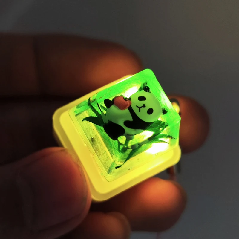 

Panda Keycap Resin Translucent Green Cross Axis Game Mechanical Keyboard Cherry Mx Switch ESC R4 Custom Gift Keycap