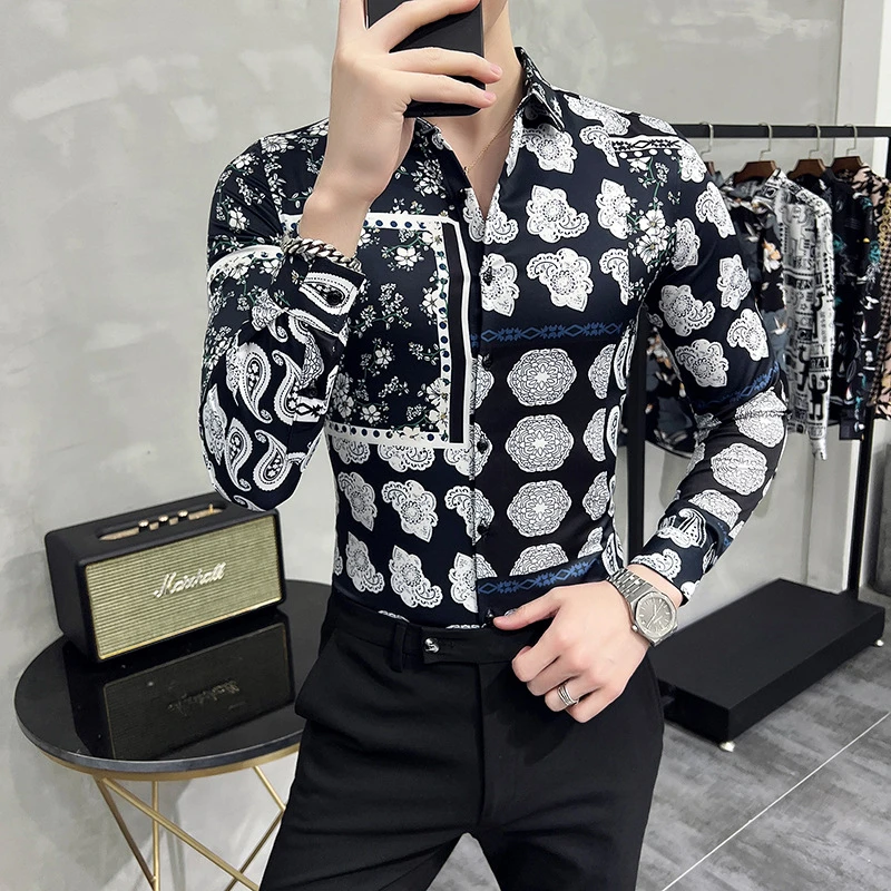 Man Vintage Flower Print Men Shirts Long Sleeve Button Up Tops Fashion Luxury Style Mens Shirt Streetwear Clothing Camisa Hombre
Man Vintage Flower Print Men Shirts Long Sleeve Button Up Tops Fashion Luxury Style Mens Shirt Streetwear Clothing Camisa Hombre