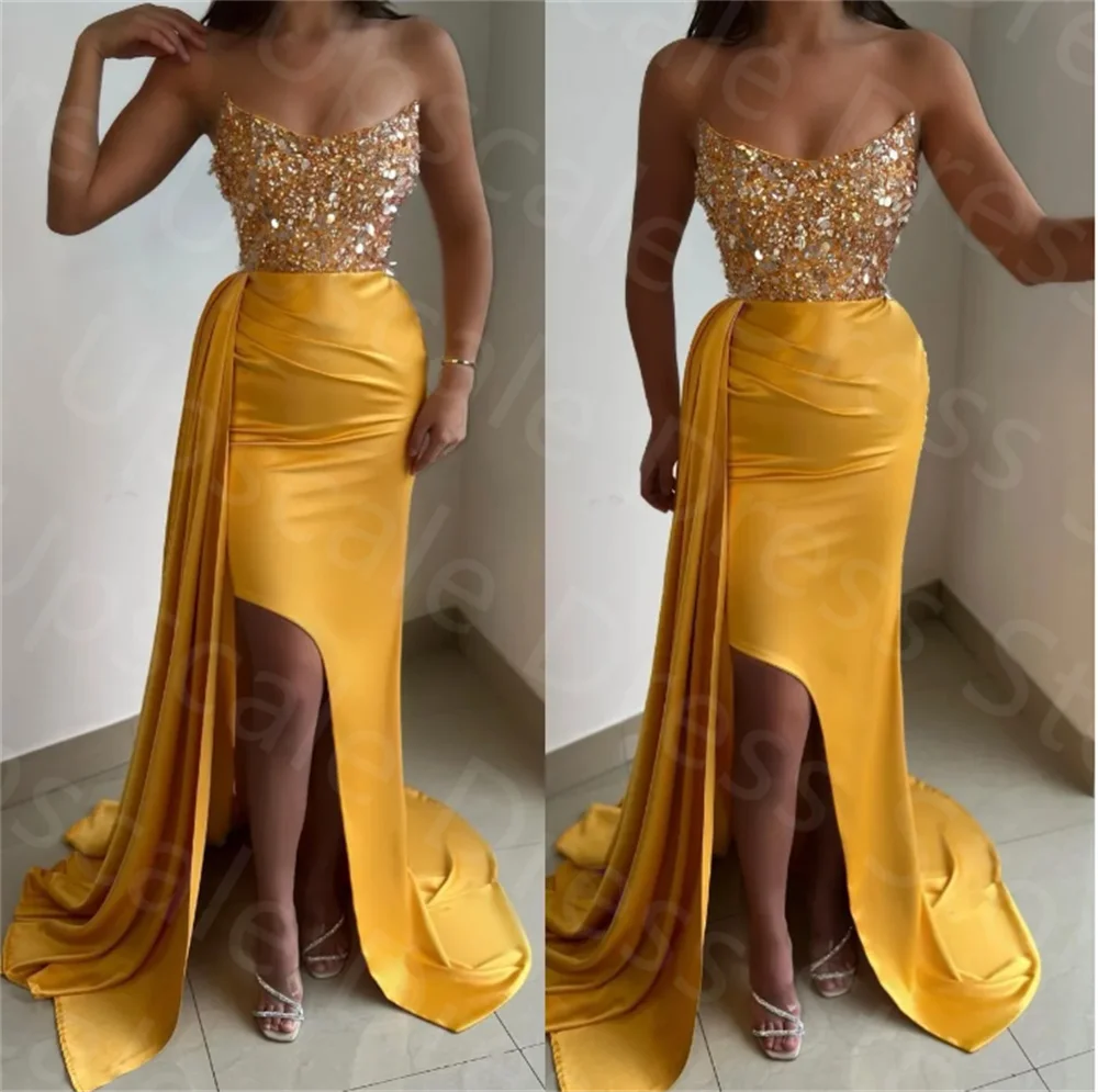 Sexy Elegant Yellow Evening Gown Black Girl Sequins Strapless Party Dresses Split Formal Dresses Vestidos En Oferta Liquidación
Sexy Elegant Yellow Evening Gown Black Girl Sequins Strapless Party Dresses Split Formal Dresses Vestidos En Oferta Liquidación