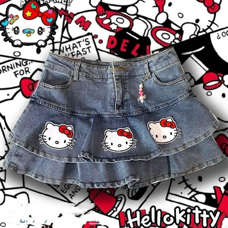 Cartoon Sanrios Hello Kittys Kawaii Cute Girl Y2K Millennium Hot Girl Denim Short Skirt Fashion A-Line Cake Half Skirt
Cartoon Sanrios Hello Kittys Kawaii Cute Girl Y2K Millennium Hot Girl Denim Short Skirt Fashion A-Line Cake Half Skirt