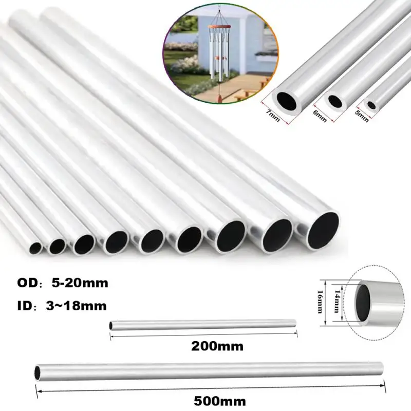 

1pcs 6063 Aluminium Pipe Length 500mm/200mm OD 5~20mm Inner Dia 3~18mm Thickness 1mm Straight Round Aluminum Alloy Tube