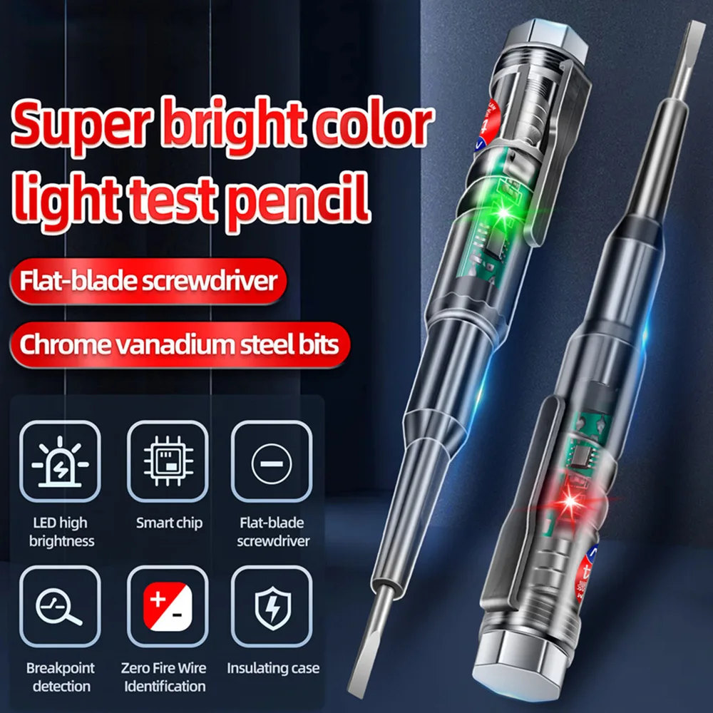 

B14 24-250V Voltage Detector Pen Electric Induced Electric Screwdriver Probe with Indicator Light Sound Light Alarm Test Pen