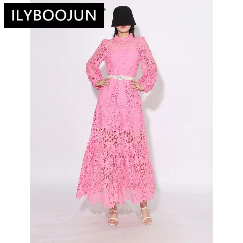 ILYBOOJUN Solid Patchwork Belt Chic Dress For Women Stand Collar Lantern Sleeve High Waist Hollow Out Elegant Dresses Female
ILYBOOJUN Solid Patchwork Belt Chic Dress For Women Stand Collar Lantern Sleeve High Waist Hollow Out Elegant Dresses Female