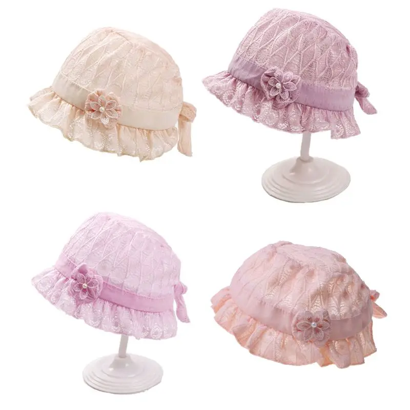 

L5YF кружевная шапочка для новорожденных, милая хлопковая детская шапка для девочек, кепка принцессы для малышей