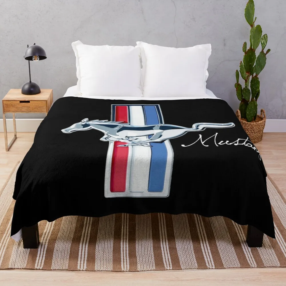 

Classic Mustang Merch Dark Apparel Throw Blanket Decorative Beds Sofa Decorative Sofas Furry Flannel Fabric Blankets