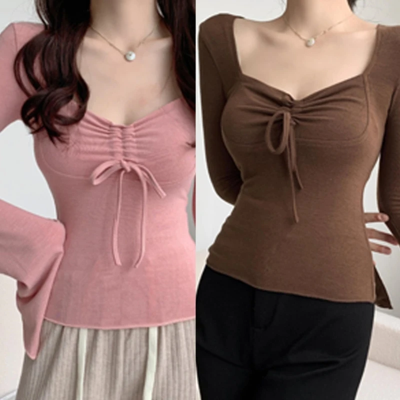 Женские повседневные рубашки с длинными рукавами, топ, лето, осень, топы со рюшами и шнурком, сексуальные укороченные топы с
Женские повседневные рубашки с длинными рукавами, топ, лето, осень, топы со рюшами и шнурком, сексуальные укороченные топы с