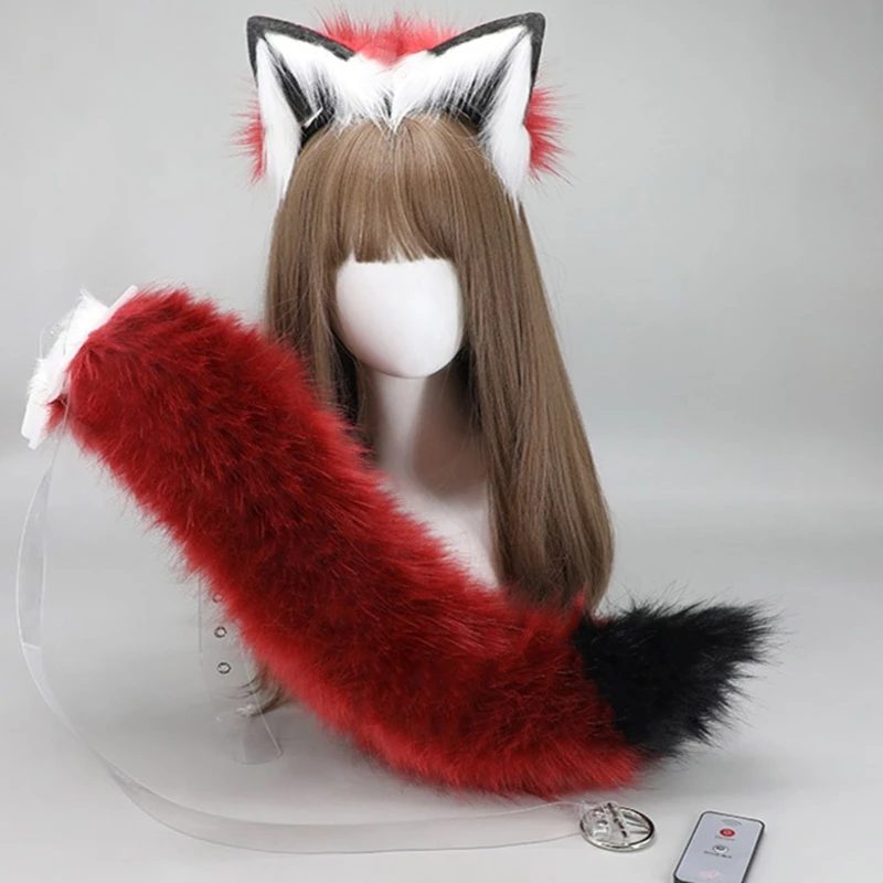 

Animal Cosplay Costumes Faux Furs Cat Foxes Wolf Furry Tail and Ears Headband for Halloween Party Costume Accessories