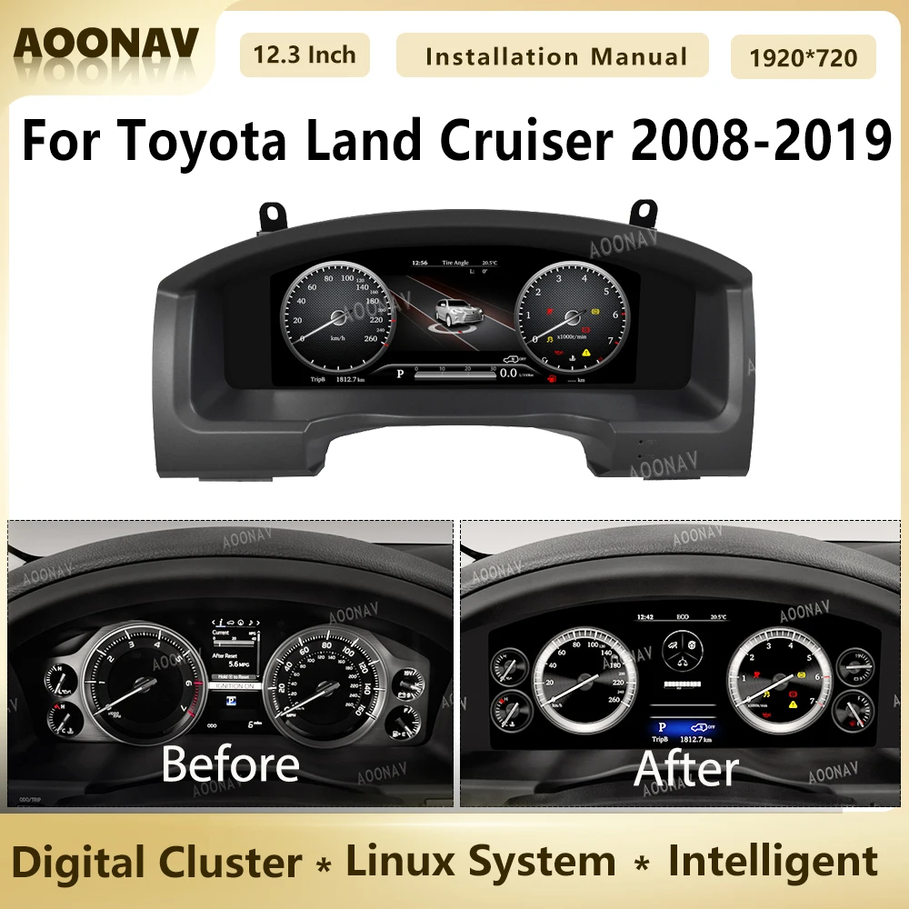 12.3 Inch Digital Instrument Cluster For Toyota Land Cruiser 2008-2019 Car Dashboard LCD Screen Speedometer Linux System
12.3 Inch Digital Instrument Cluster For Toyota Land Cruiser 2008-2019 Car Dashboard LCD Screen Speedometer Linux System