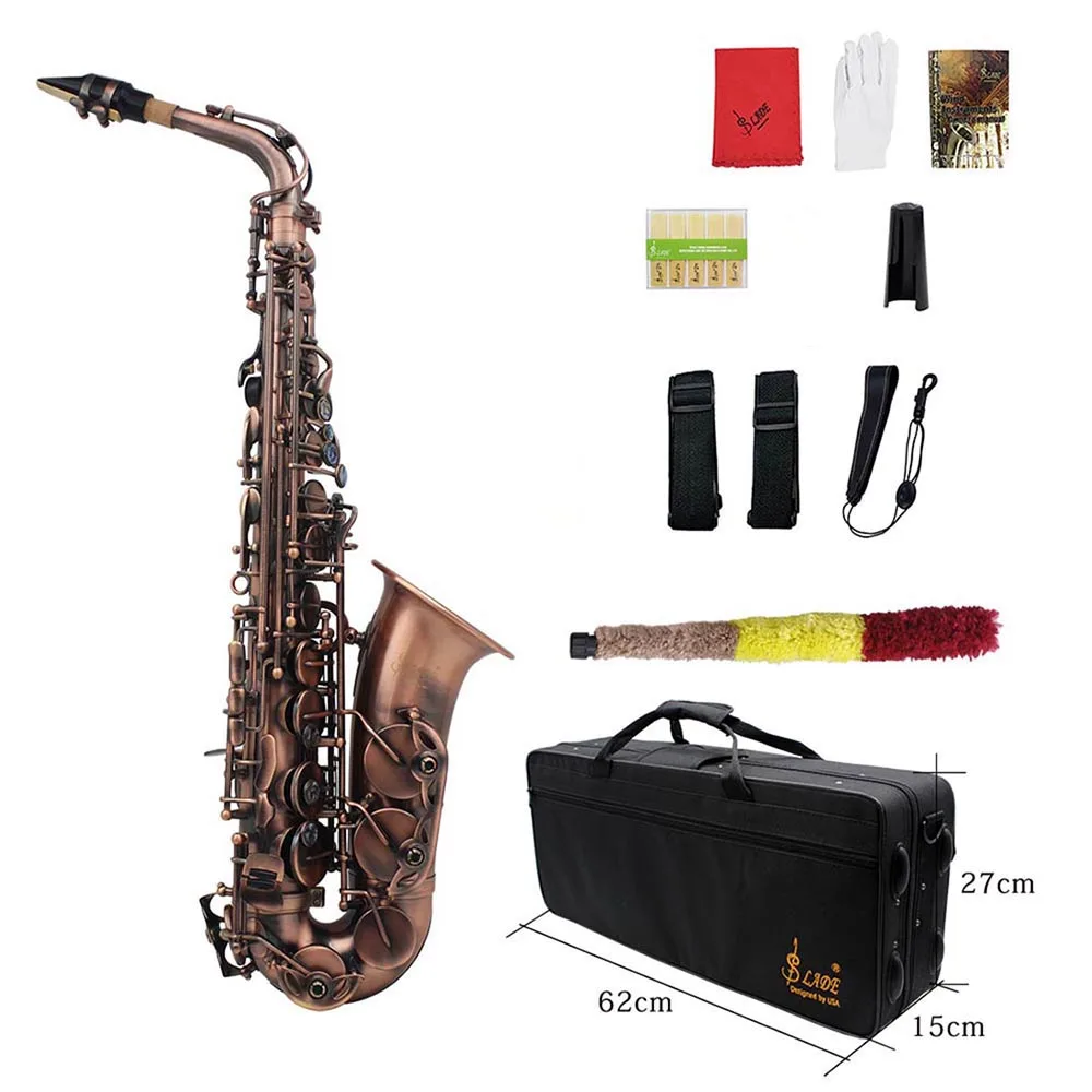 

Professional Eb Alto Saxophone Brass Antique Red Copper E Flat Sax Musical Woodwind Instrument With Case Mouthpiece Accessories