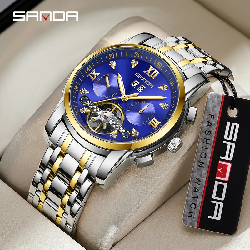 SANDA Men's Watches Automatic Mechanical Business Wristwatch Waterproof Stainless Steel Strap Watch for Man Skeleton Calendar
SANDA Men's Watches Automatic Mechanical Business Wristwatch Waterproof Stainless Steel Strap Watch for Man Skeleton Calendar