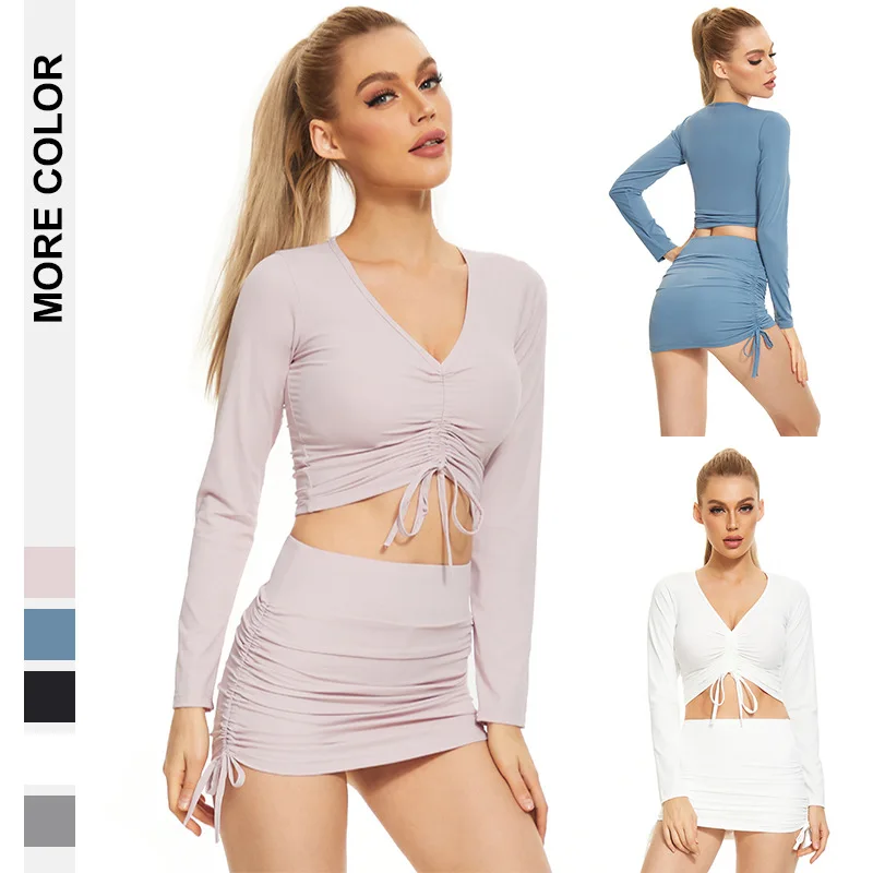 Women's Sexy Drawcord Exposed Navel Long Sleeve V-neck T-shirt Casual Sports Bag Hip Skirt Suit Bodysuit Shapewear
Women's Sexy Drawcord Exposed Navel Long Sleeve V-neck T-shirt Casual Sports Bag Hip Skirt Suit Bodysuit Shapewear