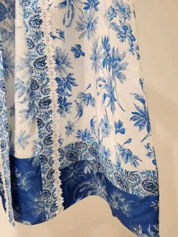 2023 Summer New Chic Blue Floral Printed Skirt Women Lace Stitching Slit High Waist Holiday Style Female Midi Skirt Ladies
2023 Summer New Chic Blue Floral Printed Skirt Women Lace Stitching Slit High Waist Holiday Style Female Midi Skirt Ladies