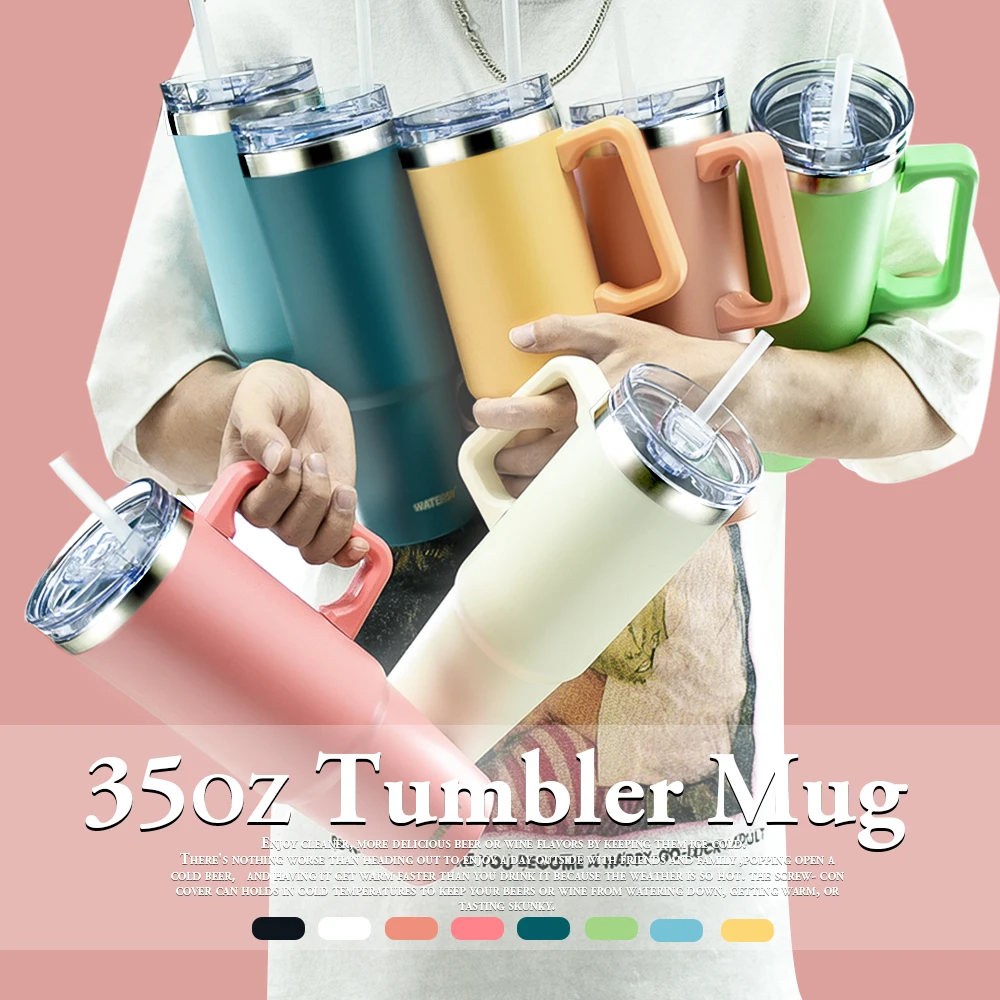 35oz Car Travel Mug Portable Kettle with Handle and Straw Stainless Steel Tumbler Cup Outdoor Portable Coffee Thermos Bottle
35oz Car Travel Mug Portable Kettle with Handle and Straw Stainless Steel Tumbler Cup Outdoor Portable Coffee Thermos Bottle