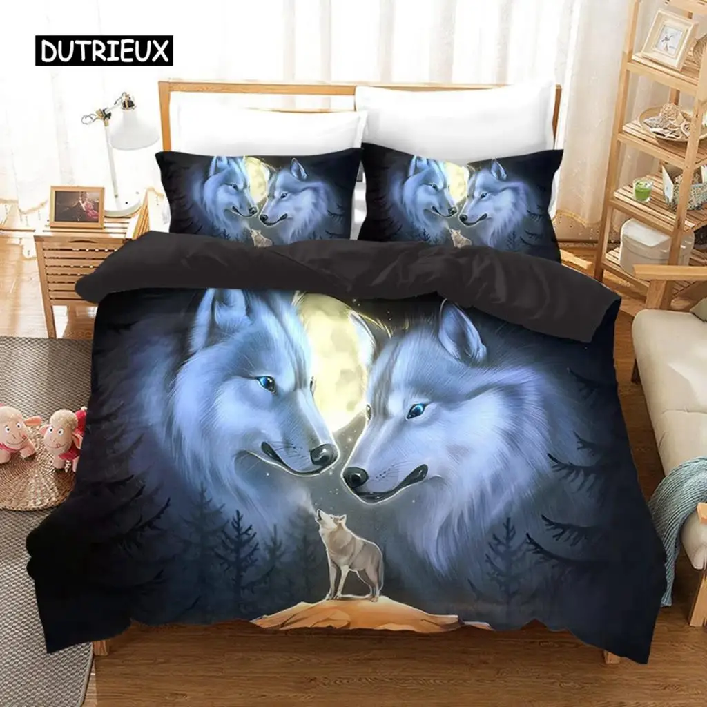 

Fashion Wolf Pattern Bedding Sets Animal Duvet Cover Set Queen King Size Quilt Cover Pillowcase 2/3PCS Polyester Comforter Cover