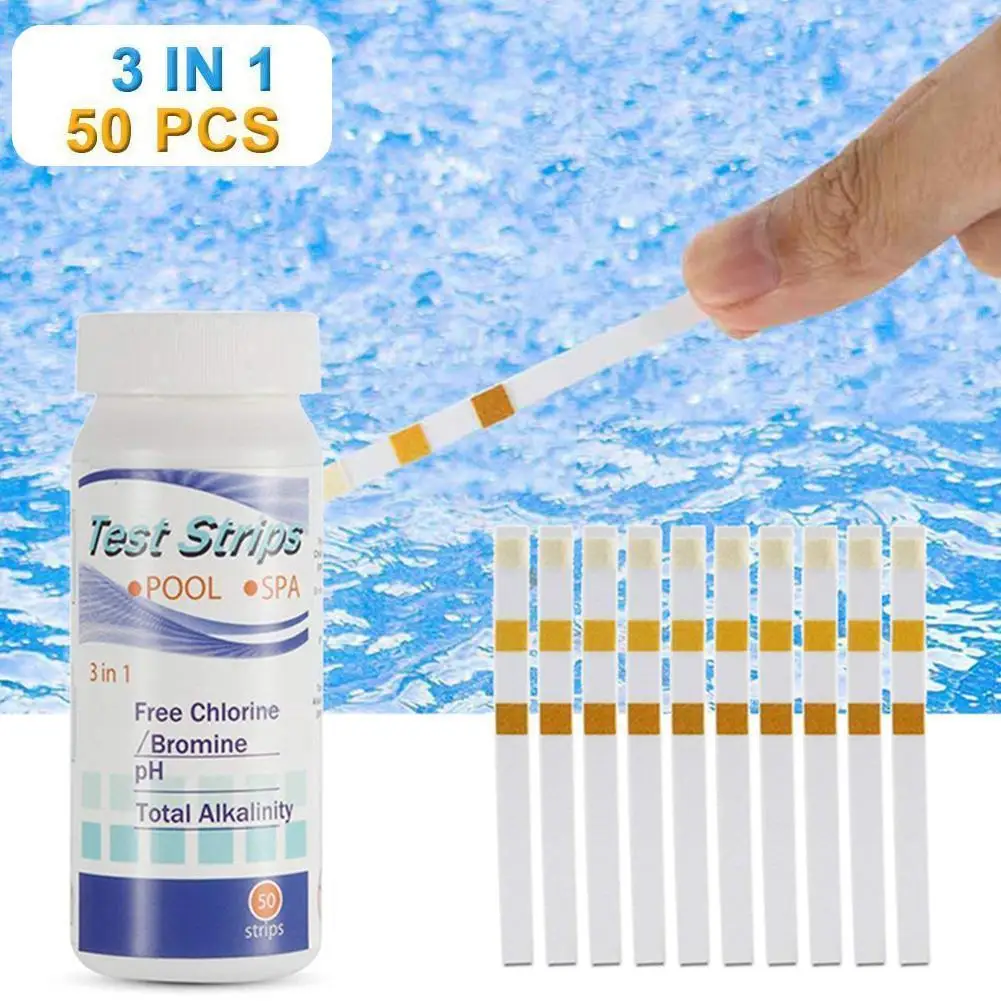 

3 In 1 Test Strips Chlorine Dip Hot Tub Ph Tester Paper Pool Hot Pap Water Testing Striptest Test 50 Strips Strips Test Swi J2u8