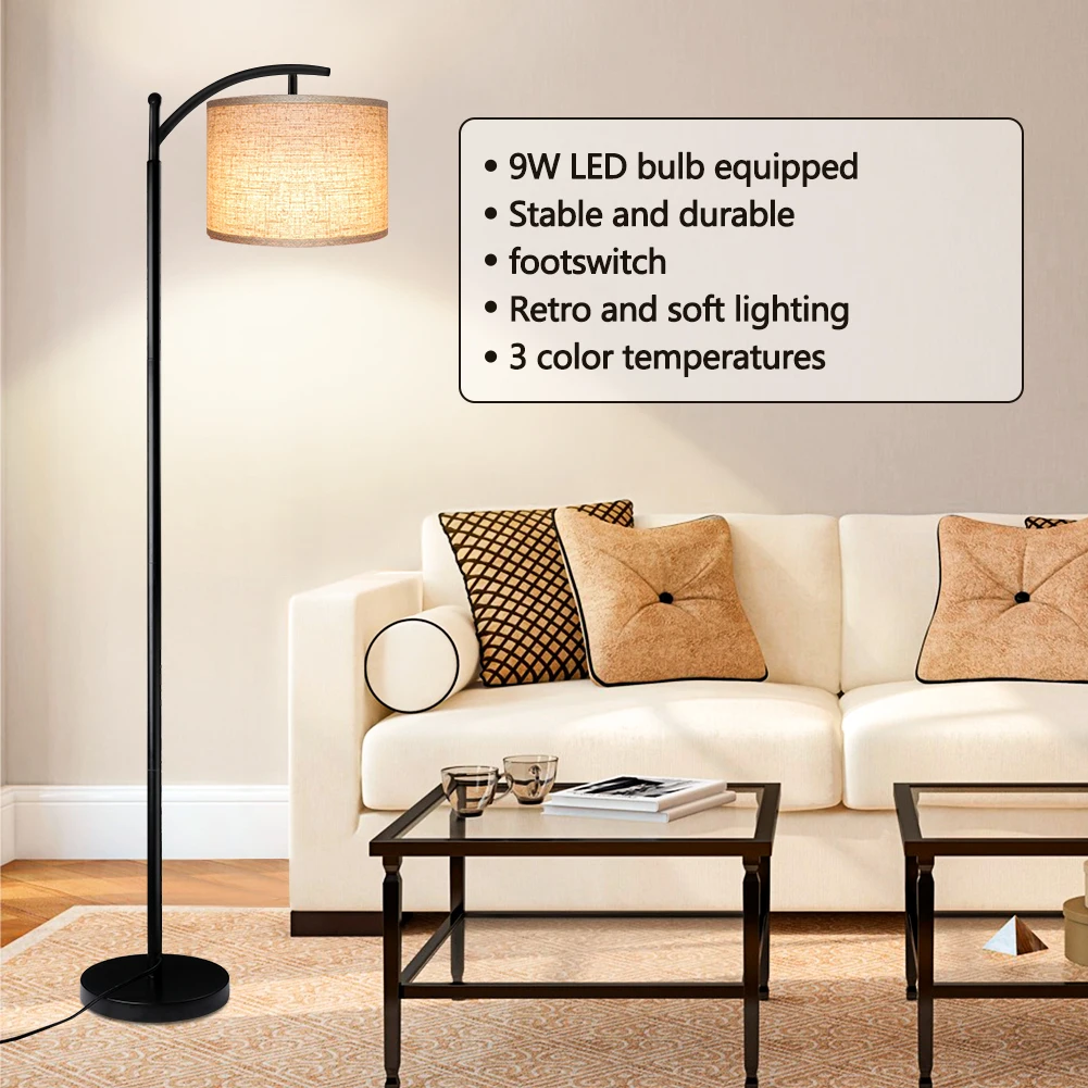 Floor Lamp for Living Room, LED Floor Lamp, Temperature LED Bulb, Modern Standing lamp with Linen Lampshade for Bedroom 
Floor Lamp for Living Room, LED Floor Lamp, Temperature LED Bulb, Modern Standing lamp with Linen Lampshade for Bedroom