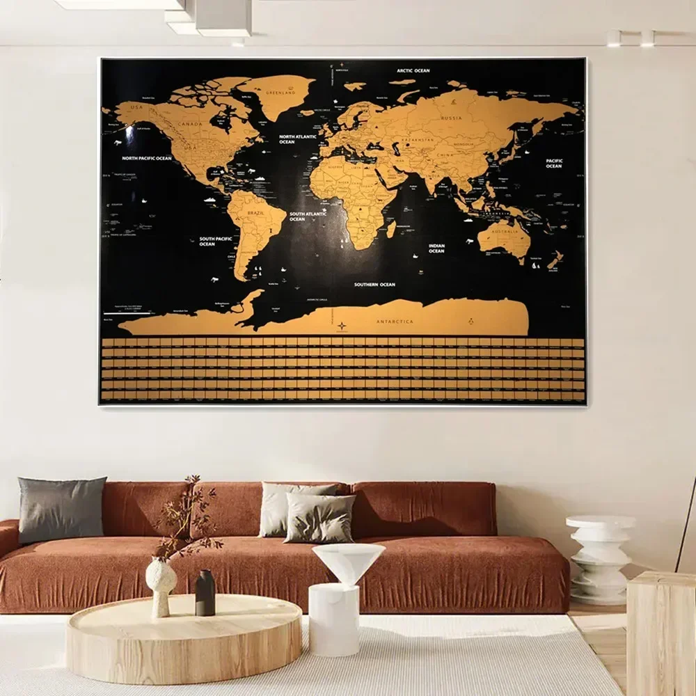 

Classic Travel Scratch Maps PERFECT GIFT for any Travel World Scratch Off Maps With Flags For Office Room Wall Decor Painting