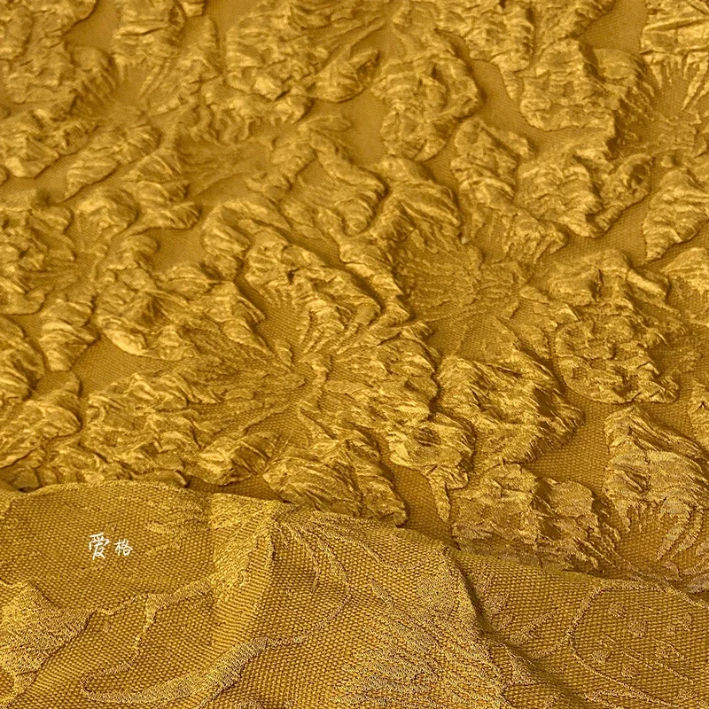 

Fabric Wide 146cmx 50cm 1pc Jacquard Ginger Elastic Three-Dimensional Flower Art DIY Hand-Stitched Skirt Hanfu Spring and Summer