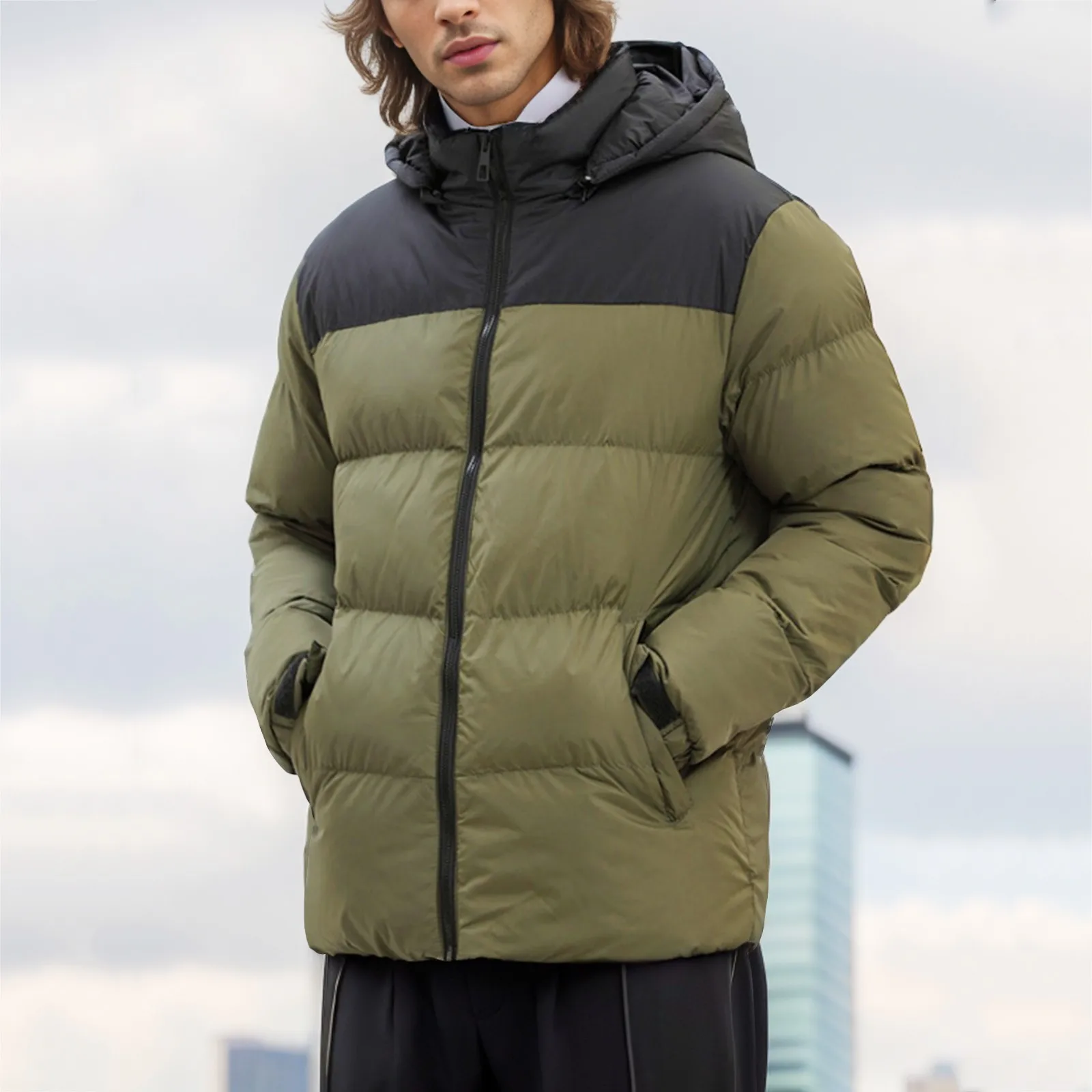 Mens Down Jackets Parka Jackets Windproof Autumn Winter Trend Color Combination Thick Cotton Padded Hooded Coat Jacket Men 
Mens Down Jackets Parka Jackets Windproof Autumn Winter Trend Color Combination Thick Cotton Padded Hooded Coat Jacket Men