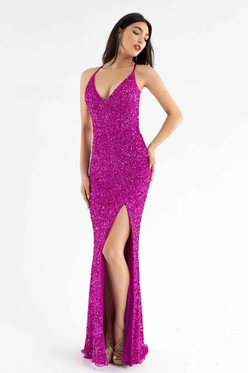 

Sparkly V Neck Spaghetti Strap Sequin Prom Dress 2024 Mermaid Long Formal Evening Dresses Sexy Backless Party Cocktail Gown Slit