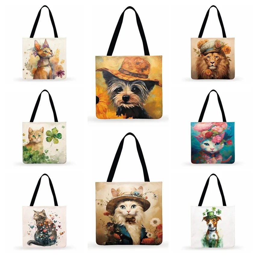 Ladies Shoulder Bag Pepper Sunflower Doggy Print Tote Bag Women Casual Tote Christmas Gift Foldable Shopping Bag Beach Bag 
Ladies Shoulder Bag Pepper Sunflower Doggy Print Tote Bag Women Casual Tote Christmas Gift Foldable Shopping Bag Beach Bag