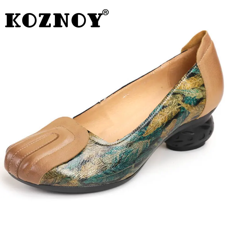 Koznoy Elegant Woman Heeled Shoes 5cm Retro with Ethnic Print New In Luxury Artistic Genuine Leather Summer Chunky Heels Ladies
Koznoy Elegant Woman Heeled Shoes 5cm Retro with Ethnic Print New In Luxury Artistic Genuine Leather Summer Chunky Heels Ladies
