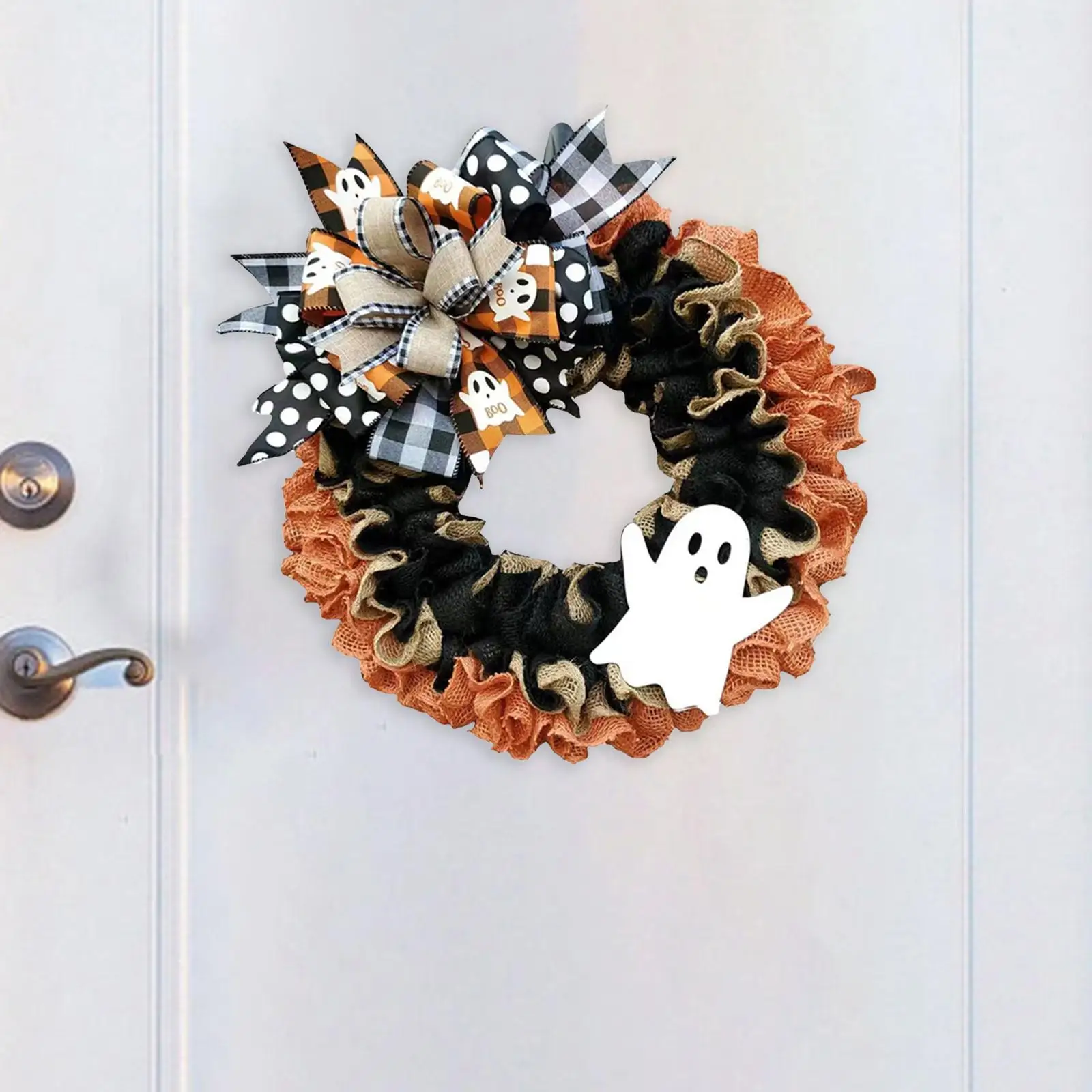 

Halloween Ghost Wreath for Front Door Artificial Flower Wreaths Ghost Garland for Easter Decoration Festival Patio