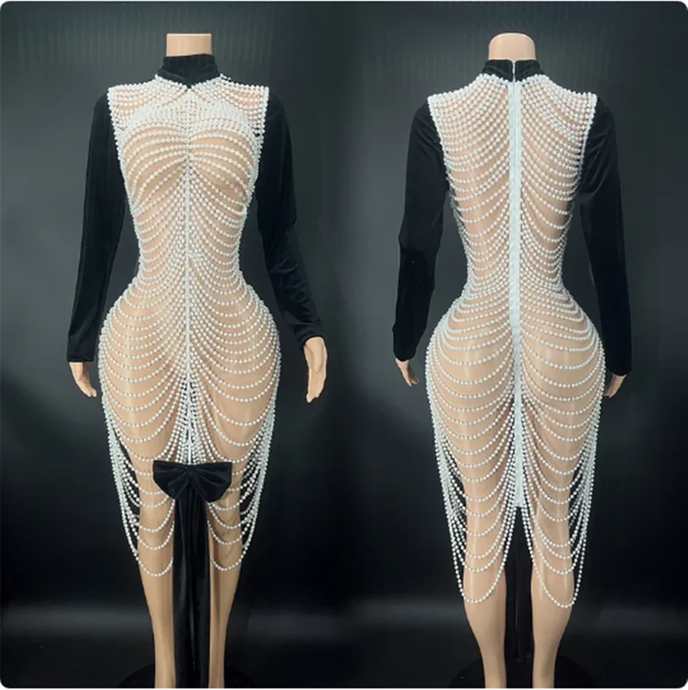 Female Velvet Sleeve Hollow Out Pearl Chains Dress Festival Clothing Party Celebrate Evening Dresses Drag Queen Costumes
Female Velvet Sleeve Hollow Out Pearl Chains Dress Festival Clothing Party Celebrate Evening Dresses Drag Queen Costumes
