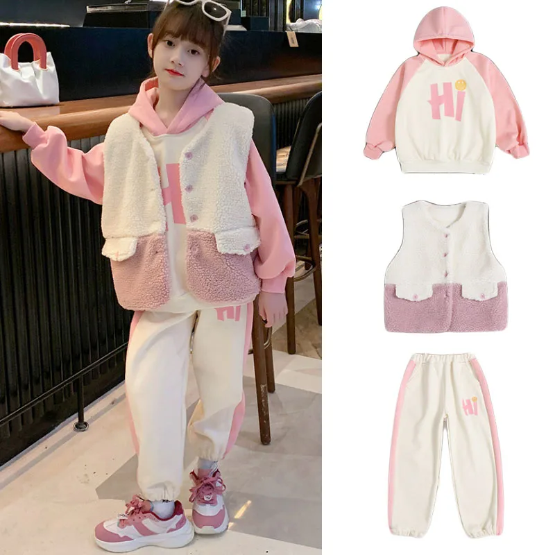 Girls Autumn Winter Clothing Set Cute Pattern Print Pullover Hoodie & Vest & Sweatpants 3pcs Sets Kids Fashion Tracksuit Outfit
Girls Autumn Winter Clothing Set Cute Pattern Print Pullover Hoodie & Vest & Sweatpants 3pcs Sets Kids Fashion Tracksuit Outfit