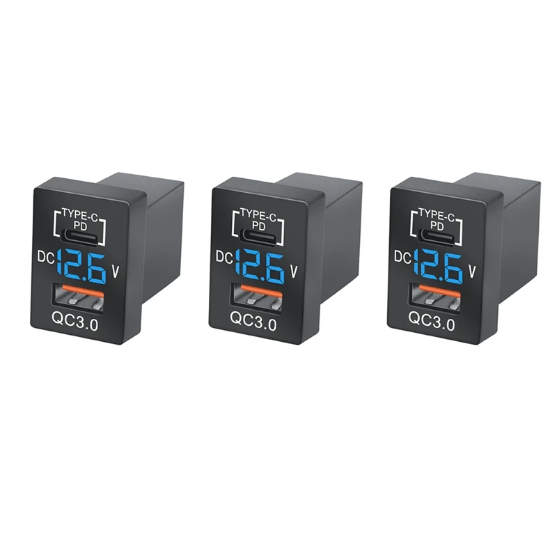 Зарядное устройство для автомобиля 3X с разъемом USB Type-C и цифровым вольтметром
Зарядное устройство для автомобиля 3X с разъемом USB Type-C и цифровым вольтметром
