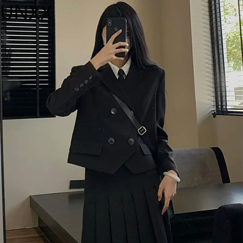 Insozkdg College Style Short Blazer Coat Fashion Two Piece Suit Women Literary Retro Spring High Waist Half Pleated Skirt Women
Insozkdg College Style Short Blazer Coat Fashion Two Piece Suit Women Literary Retro Spring High Waist Half Pleated Skirt Women